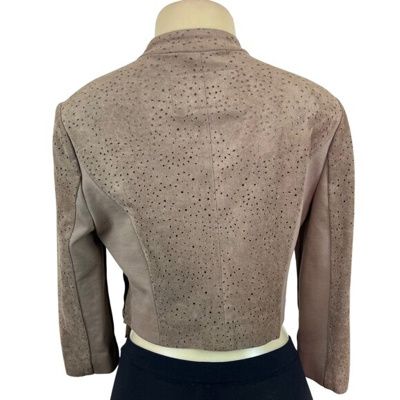 BCBGMAXAZRIA Womens Brown Crop Jacket With Zipper Closure Size S - Picture 3 of 7
